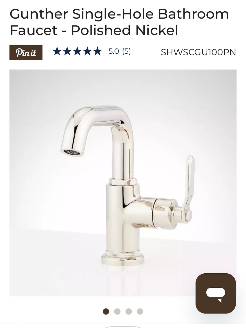 NIB Signature Hardware Gunther Single Hole Bathroom Faucet Polished Nickel